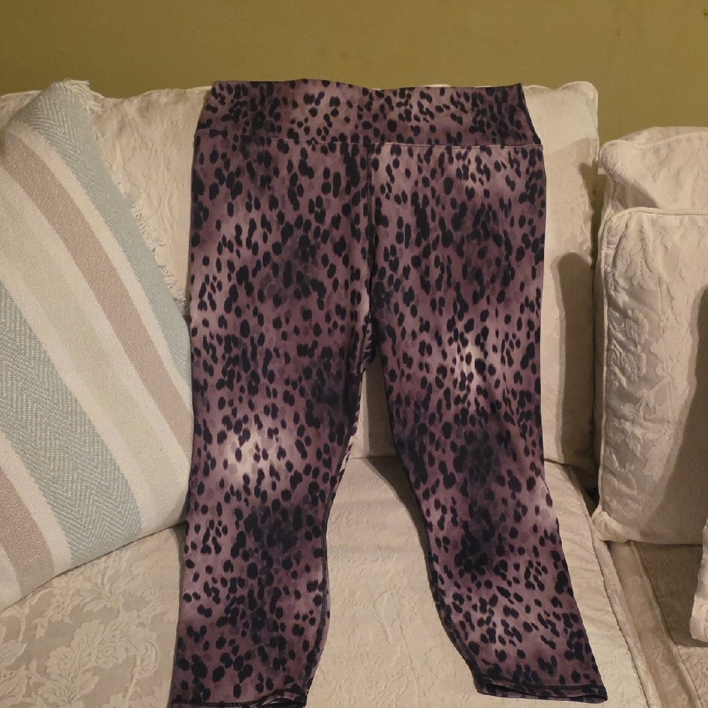 Fabletics Purple Leopard Kids Leggings